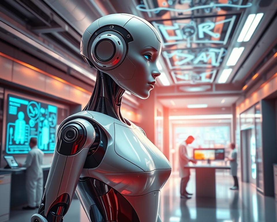 A futuristic depiction of the MrX Sophia robot showcasing its latest updates and upgrades. In the foreground, the sleek and polished android form of Sophia stands tall, its expressive face and articulated limbs hinting at advanced capabilities. The middle ground features a backdrop of sleek, high-tech laboratories, with scientists and engineers examining holographic schematics and monitoring diagnostic screens. In the background, glimpses of cutting-edge robotics research and development facilities suggest the continuous evolution of this remarkable AI entity. Warm, directional lighting accentuates the smooth, metallic surfaces, while a sense of awe and anticipation pervades the scene, capturing the excitement surrounding Sophia's future developments.
